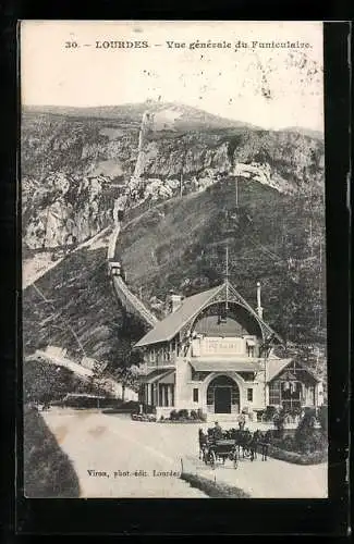 AK Lourdes, Vue générale du Funiculaire