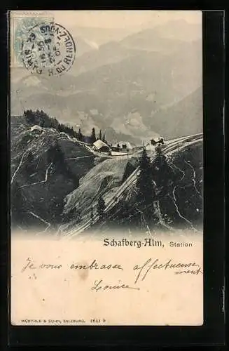 AK Schafberg, Station der Bergbahn mit Schafberg-Alm