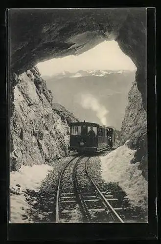 AK Bergbahn den Tunnel unter der Schafberg-Spitze passierend