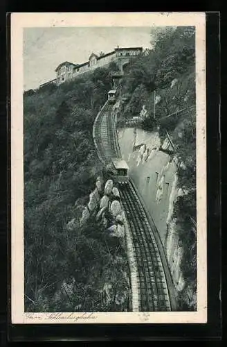 AK Graz, Die Schlossbergbahn an der Spurgabelung