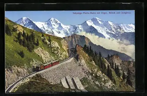 AK Schynige-Platte-Bahn mit Eiger, Mönch und Jungfrau