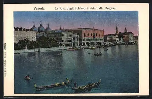 AK Venezia, La Riva degli Schiavoni vista dalla Dogana