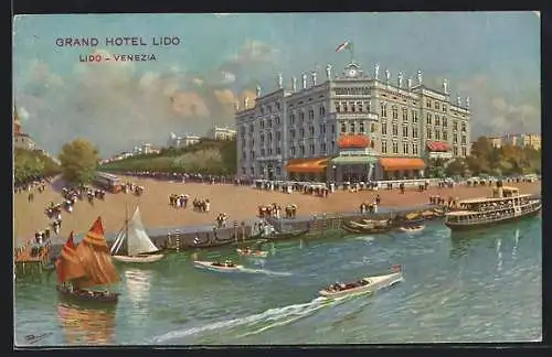 Künstler-AK Lido-Venezia, Grand Hotel Lido