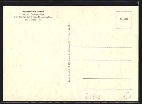 AK Wörnsmühl über Miesbach, Das Gasthaus Fremdenheim Anian, Inh. M. Gschwendtner