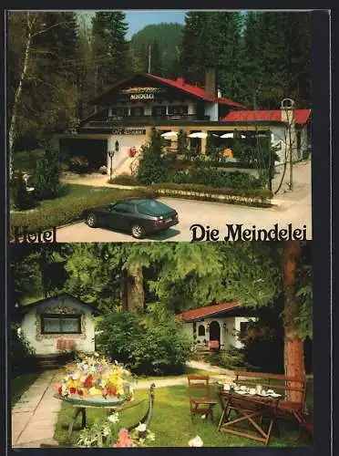AK Bayrischzell, Das Romantik-Hotel Die Meindelei, Michael-Meindl-Strasse 9-15, Gartenansicht