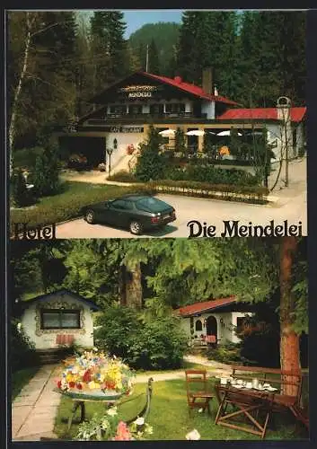 AK Bayrischzell, Das Romantik-Hotel Die Meindelei, Michael-Meindl-Strasse 9-15, Gartenansicht