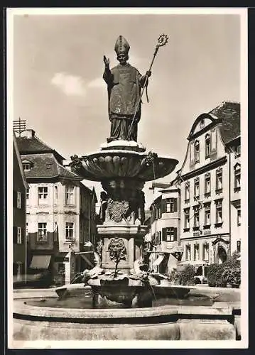 AK Eichstätt /Bayern, Brunnendenkmal des hl. Willibald