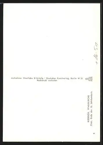 Foto-AK Deutscher Kunstverlag, Nr. 5: Kiedrich, Chor der Pfarrkirche