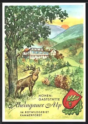 AK Presberg / Rhg., Blick auf Höhen-Gaststätte Rheingauer Alp