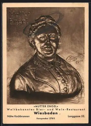 AK Wiesbaden, Restaurant Mutter Engel, Langgasse 52
