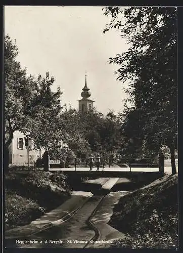 AK Heppenheim a. d. Bergstr., Blick zur St. Vincenz Klosterkirche