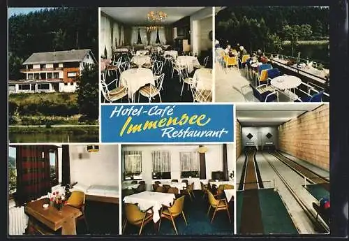 AK Ronshausen, Hotel-Café-Restaurant Immensee, mit Speisesaal, Kegelbahn und Terrasse