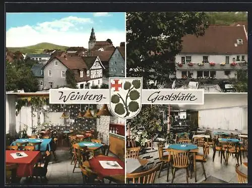 AK Schenklengsfeld, Die Weinberg-Gaststätte, mit Innenansichten, Inh. Büttner-Landsiedel