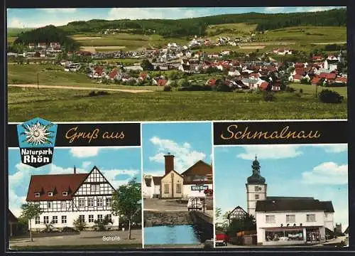 AK Ebersburg-Schmalnau, Schule, Spar-Filiale vor der Kirche, Gesamtansicht