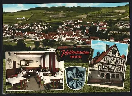 AK Hettenhausen /Rhön, Das Gasthaus St. Georg, mit Innenansicht, Inh. Georg Stolz