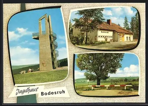 AK Bodesruh, Partie am Jagdhaus, Zonengrenze, Denkmal