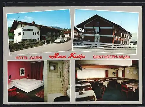 AK Sonthofen /Allgäu, Das Hotel-Garni Haus Katja, mit Innenansichten