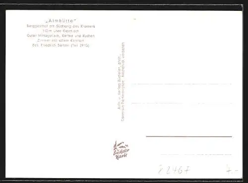 AK Garmisch, Gasthaus Almhütte mit Gebirgspanorama