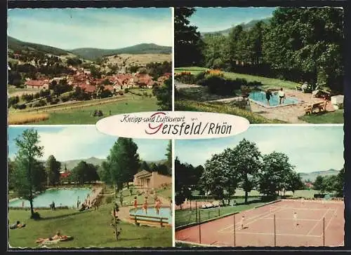 AK Gersfeld /Rhön, Freibad, Kneippbecken, Tennisplatz