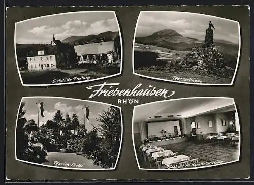 AK Friesenhausen /Rhön, Gaststätte Breitung mit Saal, Marien-Grotte, Wasserkuppe