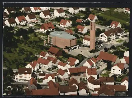 AK Neuhof /Fulda, Die St. Barbarakirche, Fliegeraufnahme