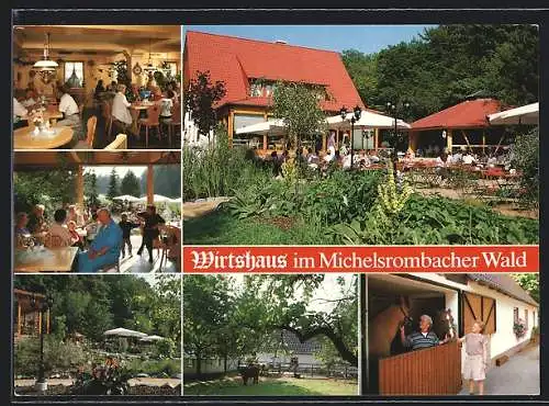 AK Fulda-Lehnerz, Restaurant Wirtshaus im Michelsrombacher Wald, mit belebten Innenansichten und Terrasse