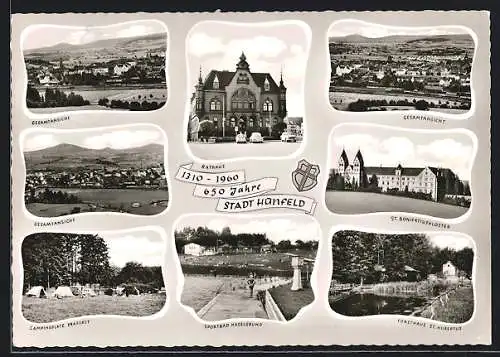 AK Hünfeld, Das Rathaus, Campingplatz, Sportbad Haselgrund, St. Bonifatiuskloster, Forsthaus St. Hubertus