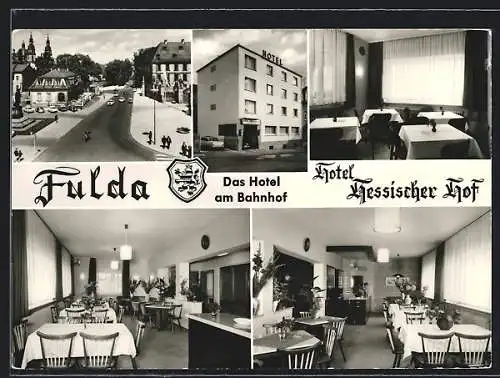 AK Fulda, Das Hotel Hessischer Hof, mit Innenansichten, Nikolausstrasse 22, Inh. I. Witzel