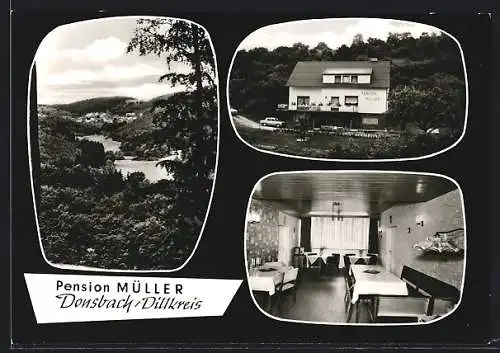 AK Donsbach /Dillkreis, Die Pension Müller mit Innenansicht