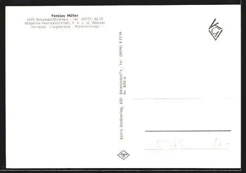 AK Donsbach /Dillkreis, Die Pension Müller mit Innenansicht