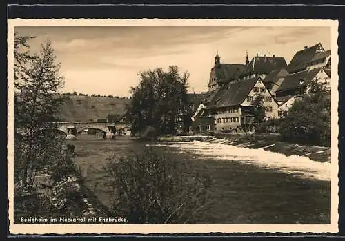 AK Besigheim im Neckartal, Häuser an der Enzbrücke