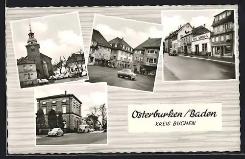 AK Osterburken /Baden, Auto Gramling, Strassenpartien mit Autos, VW Käfer