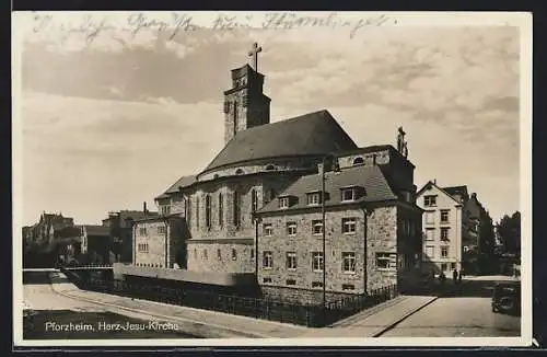 AK Pforzheim, Partie an der Herz-Jesu-Kirche