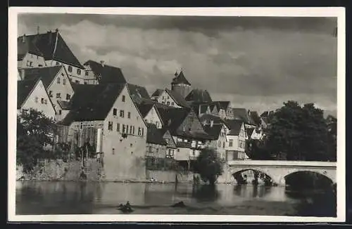 Foto-AK Besigheim, Teilansicht mit Brücke