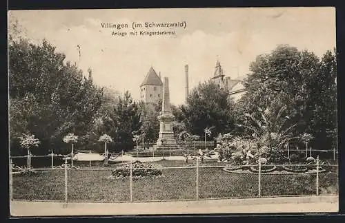 AK Villingen /Schwarzwald, Anlage mit Kriegerdenkmal