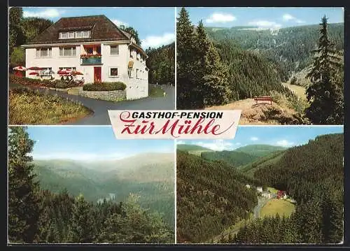 AK Schübelhammer bei Schwarzenbach, Gasthof und Pension Zur Mühle, Inh. Familie Fredi Brühschwein, Panoramabilder