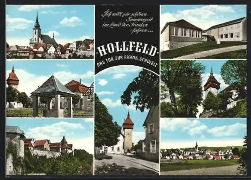 AK Hollfeld /Fränkische Schweiz, Ortsansicht mit Kirche, Partie an der Stadtmauer, Ortspartien