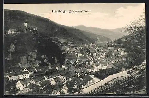 AK Hornberg /Schwarzwaldbahn, Gesamtansicht im Tallauf