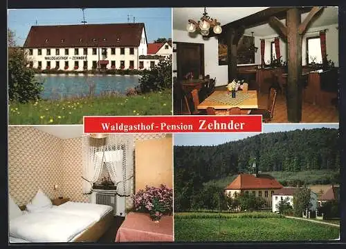AK Geiselwind, Waldgasthof-Pension Zehnder, Rehweiler Nr. 1, Aussen- u. Innenansichten