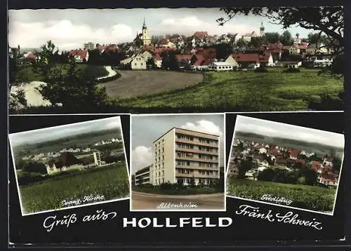 AK Hollfeld /Fränk. Schweiz, Evang. Kirche, Altenheim und Siedlung