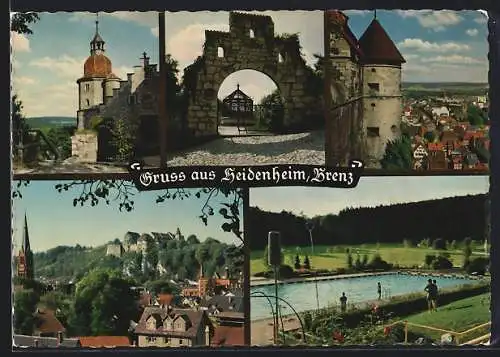 AK Heidenheim /Brenz, Schloss Hellenstein, Waldbad und Kindles-Brunnen