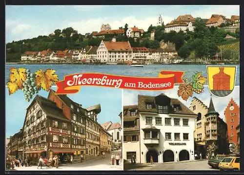 AK Meersburg am Bodensee, Markplatz in der Oberstadt mit Volksbank