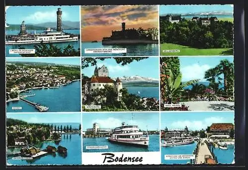 AK Lindau im Bodensee, Hafeneinfahrt, Hagnau, Heiligenberg, Insel Mainau