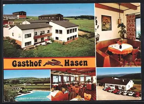 AK Ennahofen-Allmendingen, Der Gasthof Hasen mit Innenansichten und Schwimmbad, Inh. Familie Jakob Laitenberger