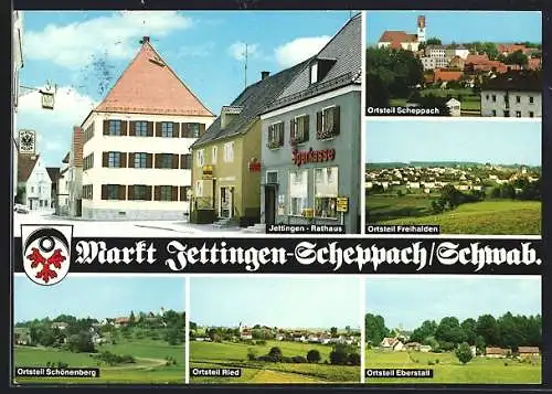 AK Jettingen-Scheppach, Rathaus Jettingen, Kirchpartie Scheppach, Teilansicht