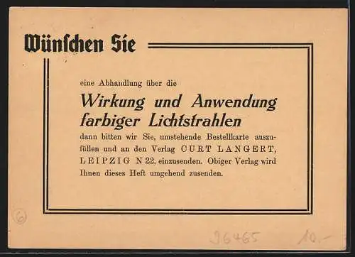 AK Wildenheid über Sonneberg, Bestellkarte an den Verlag Curt Langert in Leipzig