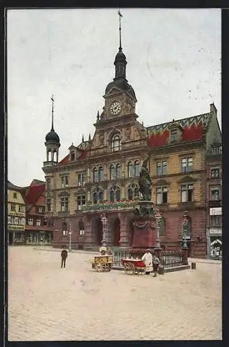 AK Pforzheim, Denkmal vor dem Rathaus