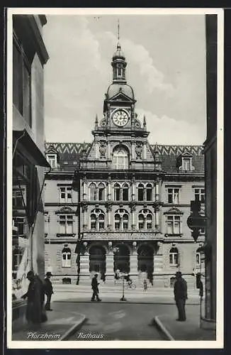 AK Pforzheim, Rathaus mit Leuten