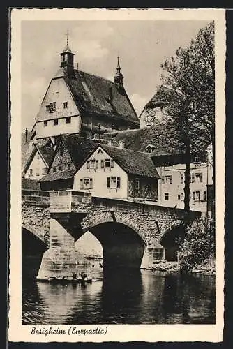 AK Besigheim, Ortsansicht mit Enzbrücke