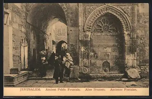 AK Jerusalem, Partie an einem alten Brunnen